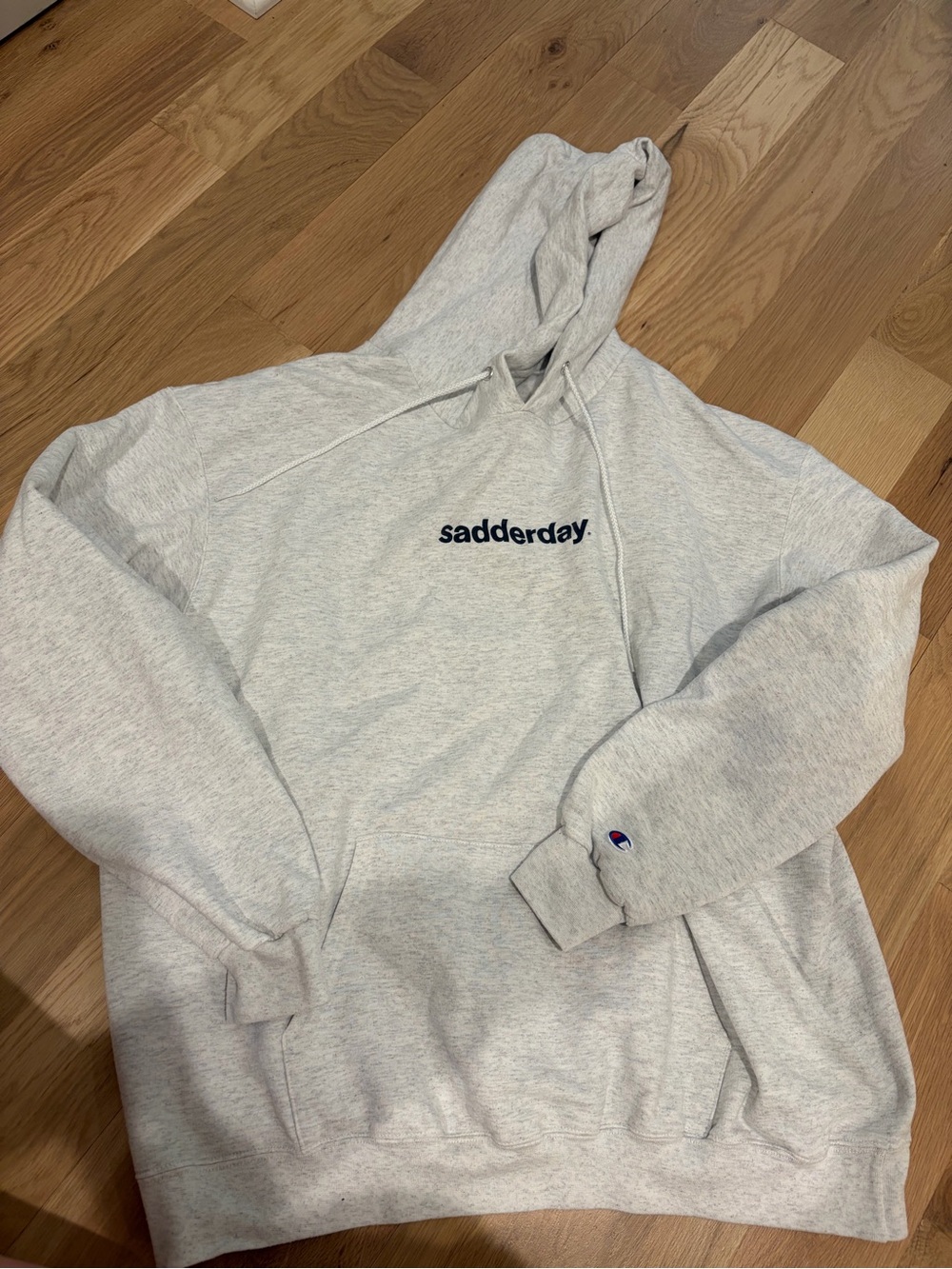 Champion Light Gray 'sadderday' Pullover Hoodie
